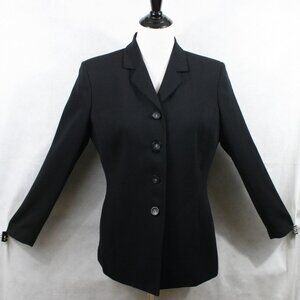 Emma James Black Polyester Jacket Front Button SZ 8 EUC
